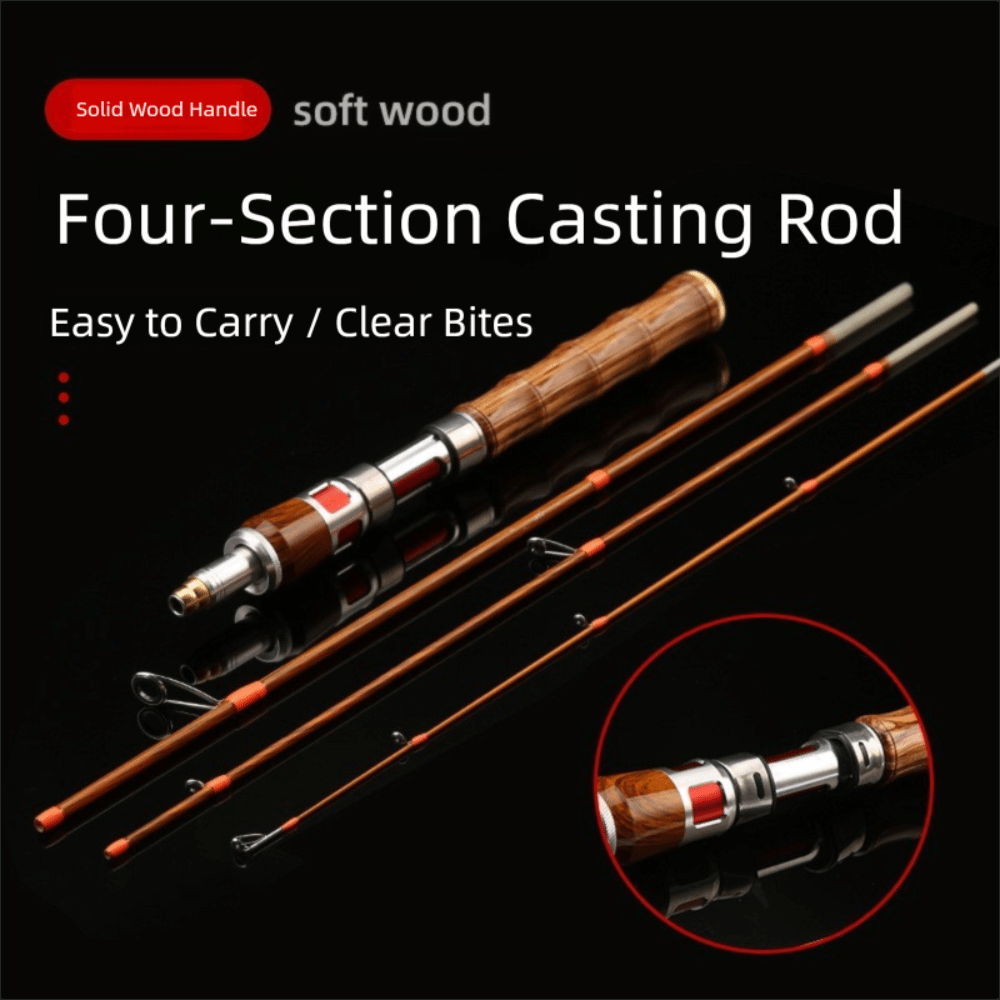 Fishing Rod Spinning - 4 أقسام الغزل الصيد رود الغزل