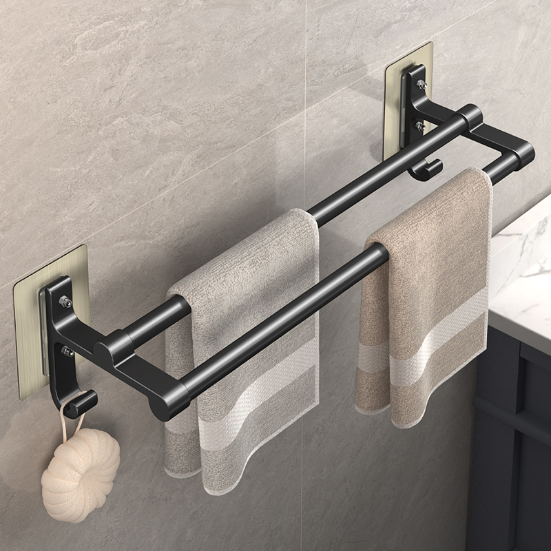 Fishing Rod Holder - غير الحفر منشفة رف طبقة مزدوجة