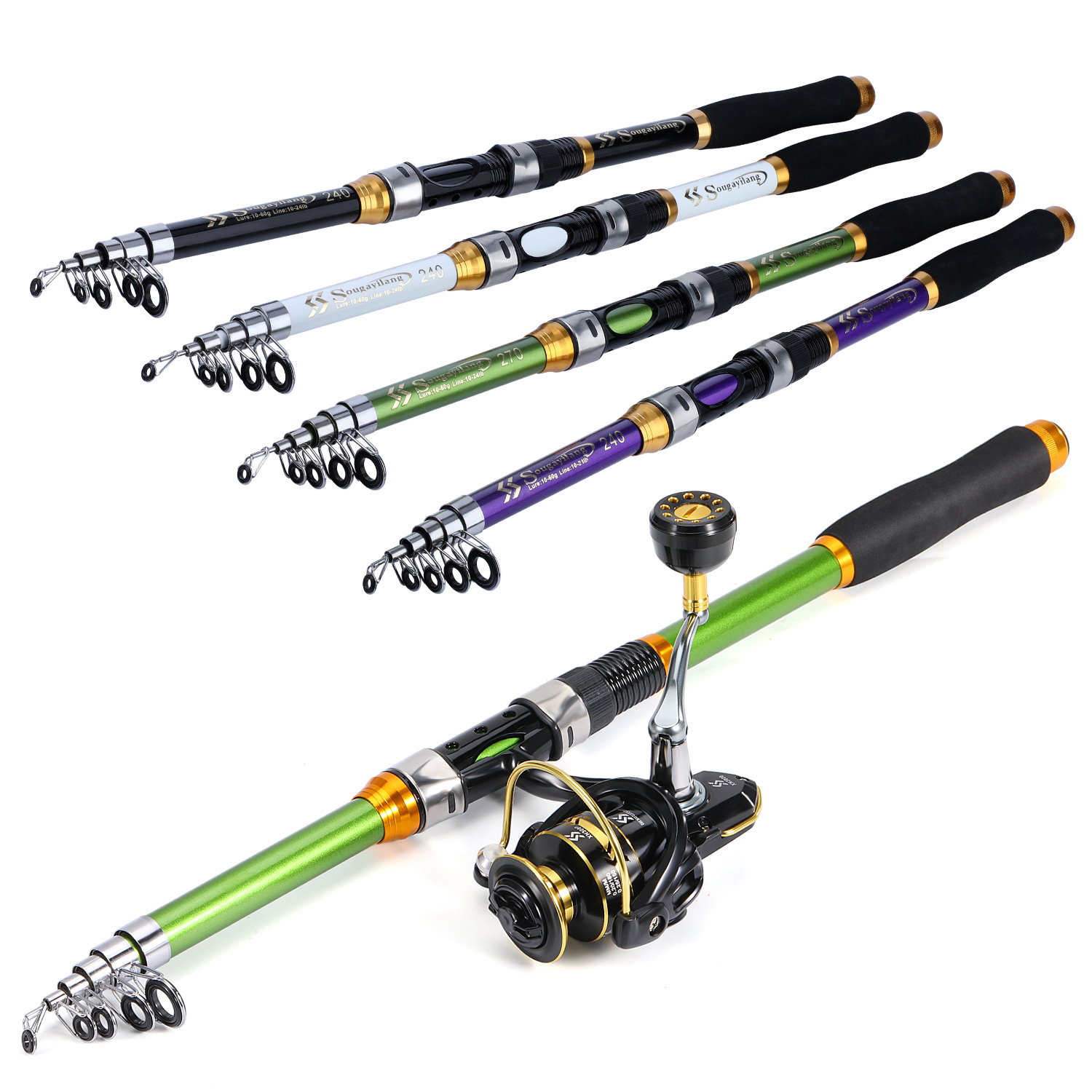 مجموعة صنارة وبكرة صيد دوارة م - مراجعة Fishing Rod Spinning وسعره